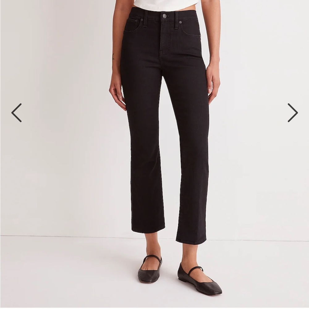 COPY - Madewell Kick Out Crop Jeans in Black Rinse Wash Size 28 Petite New with…